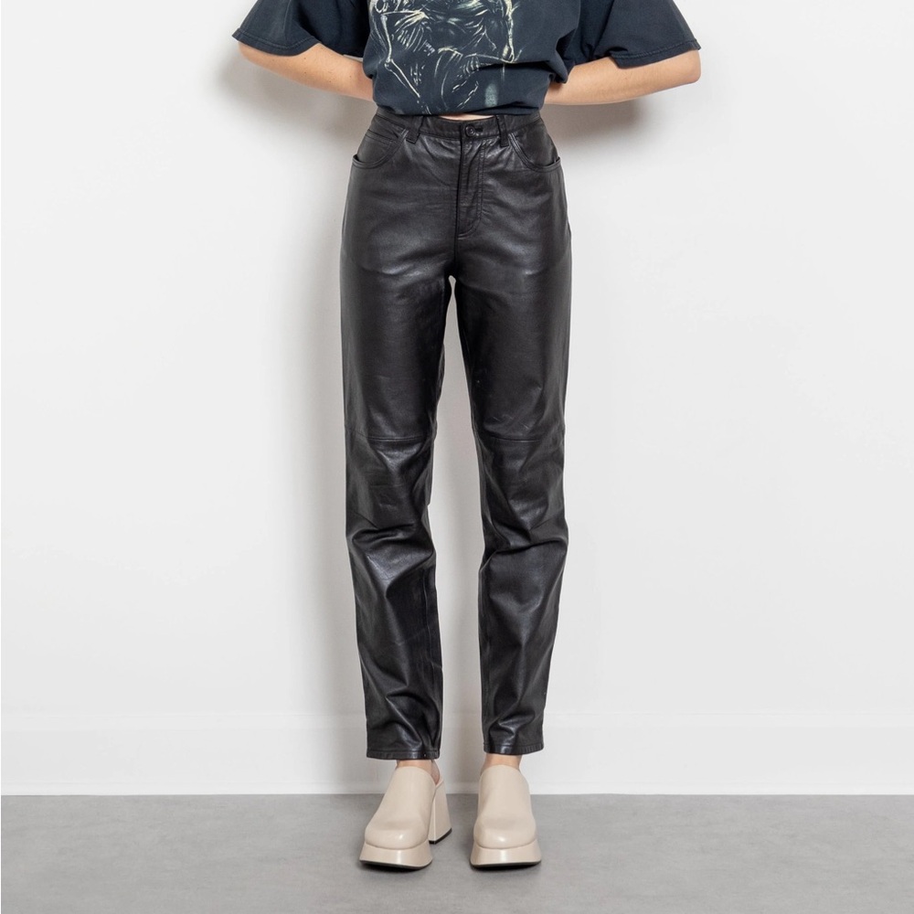 Jones New York genuine leather black pants size 8